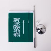 Suudi Arabistan 2li Masa Bayrağı Saten Kumaş Dijital Baskı 15x22,5 cm - 5