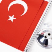 Türkiye 2li Masa Bayrağı Saten Kumaş Dijital Baskı 15x22,5 cm - 2