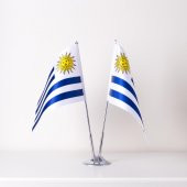 Uruguay 2li Masa Bayrağı Saten Kumaş Dijital Baskı 15x22,5 cm - 1