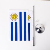 Uruguay 2li Masa Bayrağı Saten Kumaş Dijital Baskı 15x22,5 cm - 2