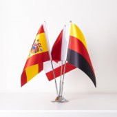 Almanya-İspanya-Kanada 3lü Masa Bayrağı Saten Kumaş Dijital Baskı 15x22,5 cm - 1