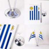 Uruguay 2li Masa Bayrağı Saten Kumaş Dijital Baskı 15x22,5 cm - 4