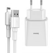 Baseus Speed Mini Dual USB Çıkışlı 10.5W Hızlı Şarj Cihazı + Lightning Şarj Kablosu TZCCFS-R02 thumbnail 1