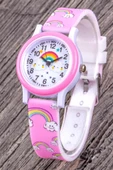 4-12 Yaş Çocuk Saati - Saat Öğretici Rakamlı Kadran Pembe Renk Kız Çocuk Kol Saati ST-304327 - 3