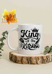 Mutfak Temalı King of the Kitchen Yazılı Özel Tasarım Baskılı Kupa Bardak Hediye Çay-Kahve Bardağı - 1