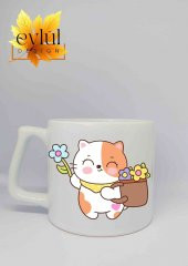 Kedi Baskılı Lüks Seramik Kupa Bardak Hediye Çay-kahve Bardağı - 1