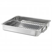 Metal Fırın Kabı, Paslanmaz Çelik MeridyenDukkan 32x40 cm Fırın-Barbekü Kızartma Kabı - 1