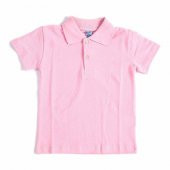 Pembe Kısa Kol Düz Yakalı 6-16 Yaş Çocuk Okul Lakos Tişört T-shirt - 80238-Pembe - 1