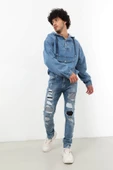 Erkek Jean Sweatshirt Mavi - 2