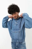 Erkek Jean Sweatshirt Mavi - 4