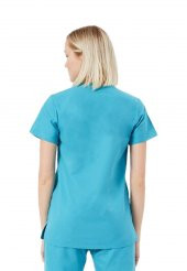 BASIC- Kadın Koton Turkuaz Üniforma Üst thumbnail 2