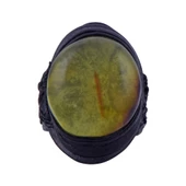 Damla Kehribar Yüzük 5.8 gr Yeşil Taşlı Deri thumbnail 1