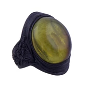 Damla Kehribar Yüzük 5.8 gr Yeşil Taşlı Deri thumbnail 2