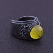 Damla Kehribar Yüzük 5.7 gr Yeşil Taşlı Deri - 3