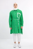 YAKA TAŞ DETAYLI TUNİK - Benetton Yeşil - 1