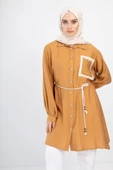 YAKA TAŞ DETAYLI TUNİK - Camel - 5