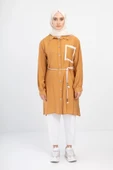 YAKA TAŞ DETAYLI TUNİK - Camel - 1