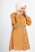 YAKA TAŞ DETAYLI TUNİK - Camel - 6