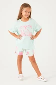Roly Poly 3086 Garson Fruit Pattern Açık Yeşil Kız Çocuk Şort Takım - 6