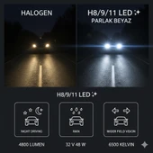 Space H8-9-11 Led Far Ampulü 4800LM parlak beyaz güçlü ışık thumbnail 3