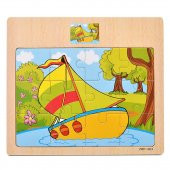 Hayal Sepeti YELKENLİ resimli Ahşap Çocuk Puzzle 12 Parça 15x17cm - 1