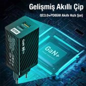 Ally Pd 65W Gan USB + Type-C Hızlı Şarj Başlığı Şarj Aleti ALL-35457 - 4