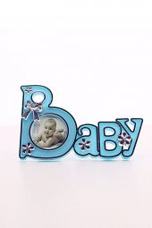 2 Adet Baby Yazılı Sevimli Mini Resim Çerçevesi Mavi - 1