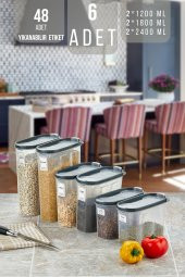 King Mop 6lı Sızdırmaz Kapaklı Erzak Saklama Kabı Seti 2 x ( 1200 Ml, 1700 Ml, 2400 Ml ) KMMSK-01 - 1