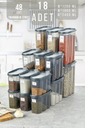 King Mop 18li Sızdırmaz Kapaklı Erzak Saklama Kabı Seti 6 x (1200 Ml, 1700 Ml, 2400 Ml) FÜKMMSK-01 - 1