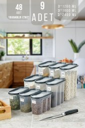 King Mop 9lu Sızdırmaz Kapaklı Erzak Saklama Kabı Seti 3 x ( 1200 Ml, 1700 Ml, 2400 Ml ) KMMSK-01 - 1