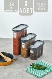 King Mop 3lü Sızdırmaz Kapaklı Erzak Saklama Kabı Seti 1 x (1200 Ml, 1700 Ml, 2400 Ml) FÜKMMSK-01 - 1