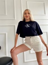 Kadın Oversize Crop Tişört Siyah - 6
