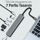 Coofbe 7in1 Type-C HUB Type-C Dönüştürücü Çoğaltıcı Hub 30HZ 4K 1080P HDMI Usb Çoğaltıcı Sd Kart Giriş - 2