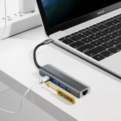 Coofbe Pd 100W 5in1 Type-C HUB RJ45 Type-c Dönüştürücü Çoğaltıcı USB3.0 Çoğaltıcı Ethernet Dönüştürücü - 2