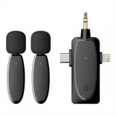 Coofbe 70mAh 2.4GHz 120MT Gürültü Önleyici Kablosuz Yaka Mikrofonu 3in1 3.5MM Type-C İphone Mikrofon - 1