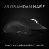 Logitech G Pro X Superlıght Ultra Hafif Hero 25.600 Dpı 400 Ips Lıghtspeed Kablosuz Oyuncu Mouse - Siyah - 4
