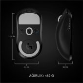Logitech G Pro X Superlıght Ultra Hafif Hero 25.600 Dpı 400 Ips Lıghtspeed Kablosuz Oyuncu Mouse - Siyah - 9