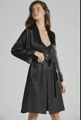 Pierre Cardin Kadın Saten Gecelik Sabahlık Takım-13784 - 12