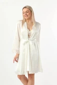 Pierre Cardin Kadın Saten Gecelik Sabahlık Takım-13784 - 5
