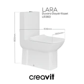 Creavit Lara Beyaz Kanallı Duvara Sıfır Klozet Takım LR360, Creavit Lara Yavaş Kapak - 2