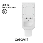 Creavit Lara Beyaz Kanallı Duvara Sıfır Klozet Takım LR360, Creavit Lara Yavaş Kapak - 7