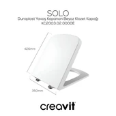 Creavit Solo Beyaz Kanalsız Duvara Sıfır Klozet Takım SO361, Creavit Solo Duroplast Yavaş Kapak - 4