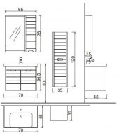 Denko Mostar 70 cm MDF Lake Banyo Dolabı Takımı Aynalı Üst Modülü thumbnail 2
