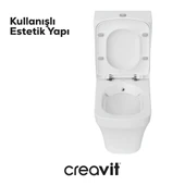 Creavit Solo Beyaz Kanalsız Duvara Sıfır Klozet Takım SO361, Creavit Solo Duroplast Yavaş Kapak - 3