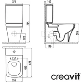Creavit Solo Beyaz Kanalsız Duvara Sıfır Klozet Takım SO361, Creavit Solo Duroplast Yavaş Kapak - 5