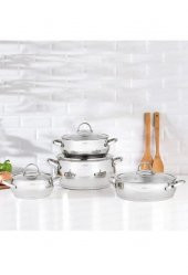 Nehir Silver Lüks 8 Parça Çelik Tencere Seti 29032 - 1