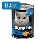 Purelife Plus Konserve Somonlu Yetişkin Kedi Maması 400gr x 12 Adet - 1