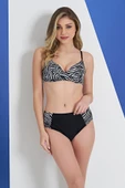 Ruko Maio 2347-3 Zebra Boş Kaplı Balenli Omuzdan Askılı Toparlayıcı Yüksek Bel Bikini - 1