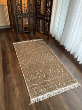 Homiano Yıkanabilir Çift Taraflı Dokuma Kilim Bahar 05 Bej 80x150 - 4