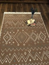 Homiano Yıkanabilir Çift Taraflı Dokuma Kilim Bahar 05 Bej 80x150 - 5